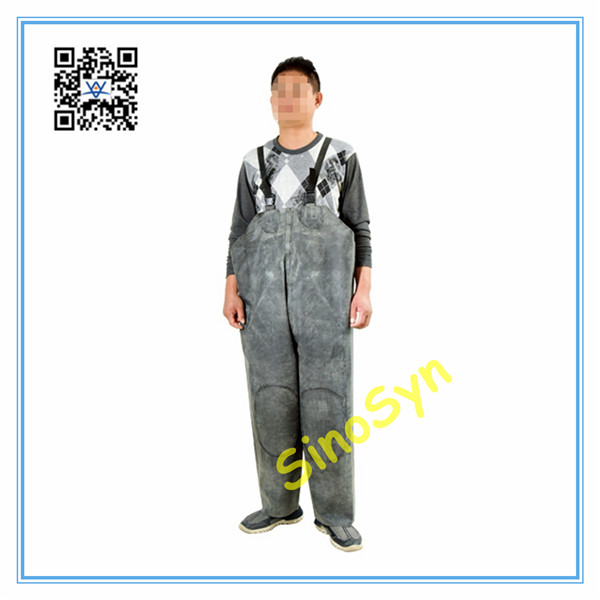 FQ1733 Double Rubber Safty Chest/ Waist Protective Working Fishery Men Pants with Double Knees --Black